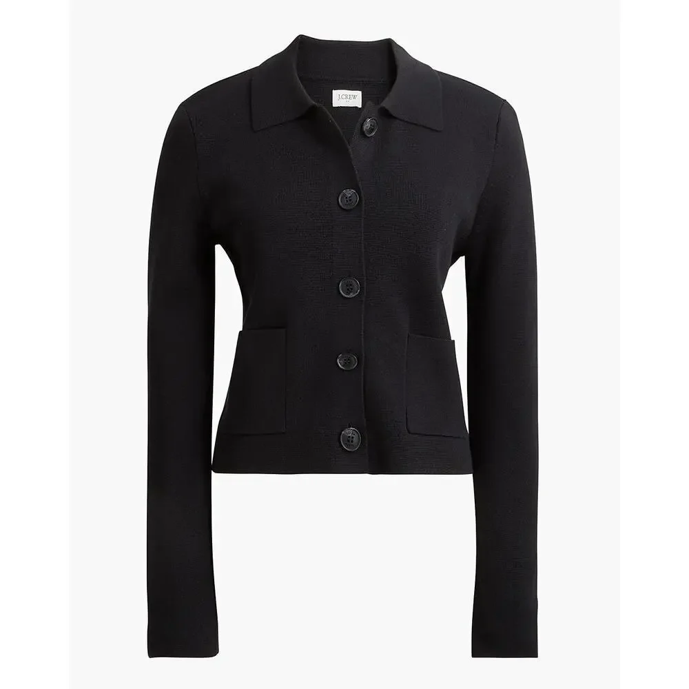 J. Crew Women's Polo Cardigan Sweater Long Sleeve True Black Size Small NWOT